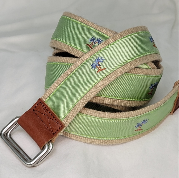 J. McLaughlin Accessories - Canvas and Satin Embriodered Palm Tree Belt J McLaughlin